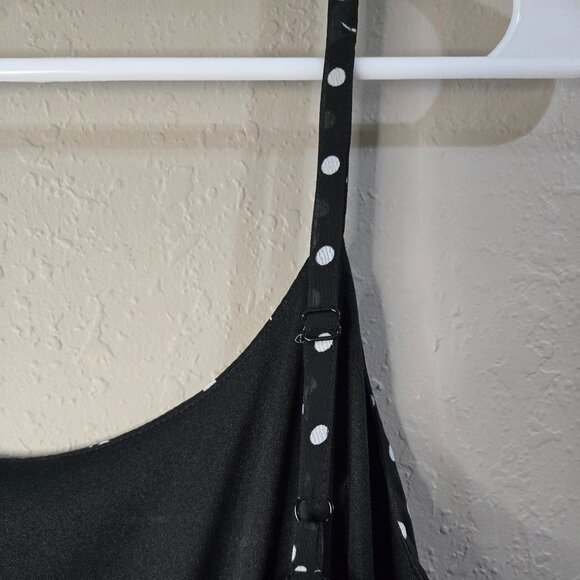 Elle Tank Dress, Elastic waist, polka dot w/flower print, Adjustable straps, Lg - Picture 7 of 9